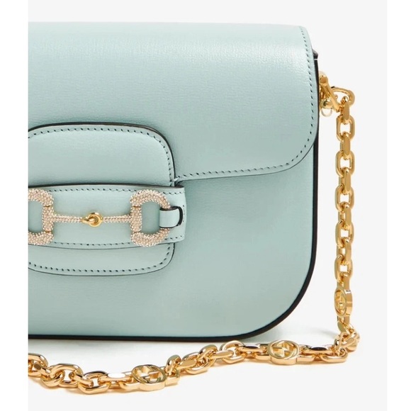 GUCCI Azalea Calfskin Crystal GG Monogram Mini Horsebit 1955 Bag - Picture 7 of 9